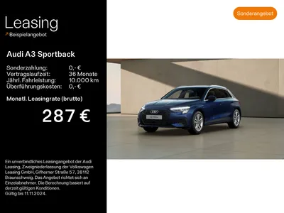 Audi AUDI A3 Sportback 40 TFSI e ACC*Matrix*AHK*virtual* im Auto Abo von Null-Leasing