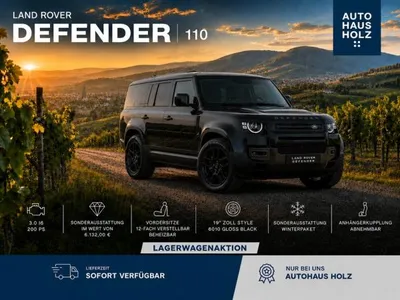 Land Rover Land Rover Defender NEUWAGENAKTION 110er! 19ZOLL SCHWARZ - SCHWARZ PAKET - 360 KAMERA - SHZ - RESERVESPERR- FAH im Leasing von LeasingMarkt.de
