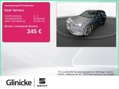 Seat Seat Tarraco 1.5 TSI FR LED LM 19" PDC+RFK ACC Full L im Leasing von Null-Leasing