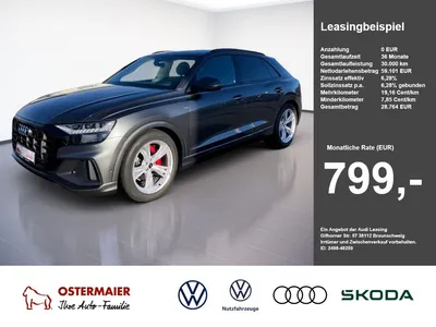 Audi Audi Q8 50TDI 286PS QUATTRO B&O.PANO.MATRIX.AHK.STAND im Leasing von Null-Leasing