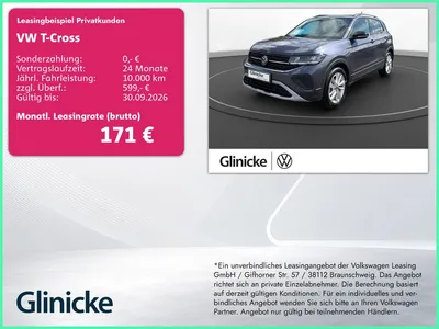 VW Volkswagen T-Cross 1.0 Life GOAL im Leasing von Null-Leasing