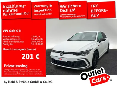 VW Volkswagen Golf VIII GTI TSI DSG BLACK IQ-LIGHT AHK R-KAM im Leasing von Null-Leasing
