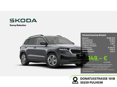 Skoda Skoda Karoq 1.0 TSI Selection PDC SHZ KAMERA LED NAVI im Leasing von Null-Leasing