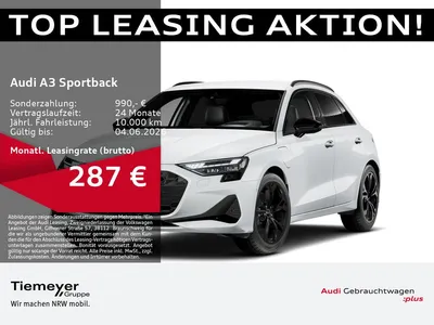 Audi Audi A3 Sportback 40 TFSIe SONOS LEDER AHK HuD KAMERA im Leasing von Null-Leasing