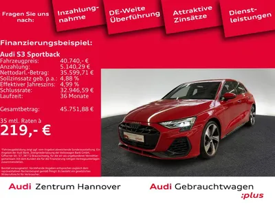 Audi Audi S3 Sportback 2.0 TFSI Kamera virtual ACC Teilled im Auto Abo von Mobile.de