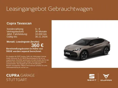 Cupra Cupra Tavascan Endurance 210 kW im Leasing von Null-Leasing