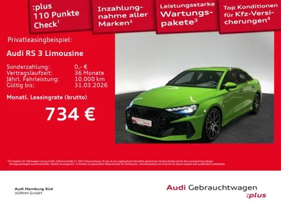Audi Audi RS3 RS 3 Limousine TFSI qu. SCHALENSITZE/280/CARBON im Auto Abo von LeasingMarkt.de