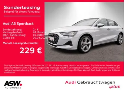 Audi Audi A3 Sportback advanced 30TFSI Stronic Stdhzg PANO// sofort verfügbar!! im Leasing von LeasingMarkt.de