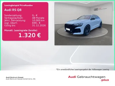 Audi Audi RS Q8 4.0 TFSI qu. Laser B&O Pano HuD AHK 360° im Leasing von Null-Leasing