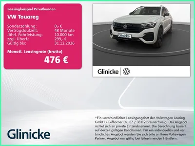 VW Volkswagen Touareg 3.0 TDI R-Line Luft AHK Pano LM 22" 360° im Leasing von Null-Leasing