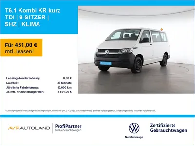 VW Volkswagen T6.1 Kombi KR kurz TDI | 9-SITZER | SHZ | KLIMA im Leasing von Null-Leasing