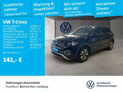 VW Volkswagen T-Cross 1.0 TSI Life Navi LED Heckleuchten Sitzheizung Leichtmetallfelgen im Auto Abo von LeasingTime