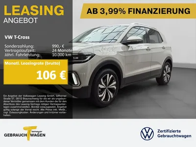 VW Volkswagen T-Cross 1.0 TSI STYLE IQ.LIGHT NAVI ASSIST LM17 im Leasing von Null-Leasing