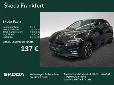 Skoda Skoda Fabia Monte Carlo 1,0 TSI SmartLink/ WinterPlus im Leasing von Null-Leasing