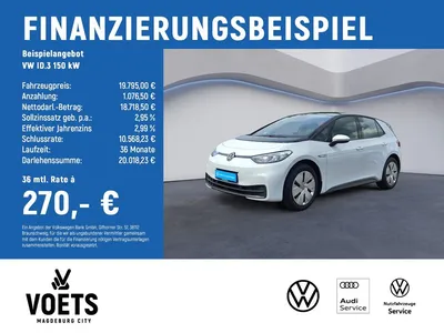 VW Volkswagen ID.3 150 kW Pro Performance LED+NAVI+PDC im Leasing von Null-Leasing