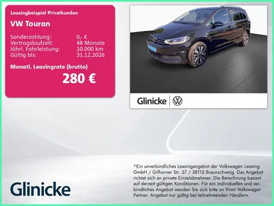 VW Volkswagen Touran 1.5 TSI DSG Goal Navi AHK LED 7-Sitze ACC im Leasing von Null-Leasing