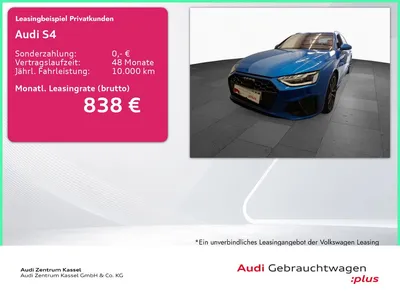 Audi Audi S4 Av. 3.0 TDI qu. Matrix Pano B&O AHK HuD 360° im Leasing von Null-Leasing