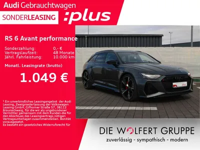 Audi Audi RS 6 Avant performance 280KM/H*RS-SPORTAGA*STHZ im Leasing von Null-Leasing