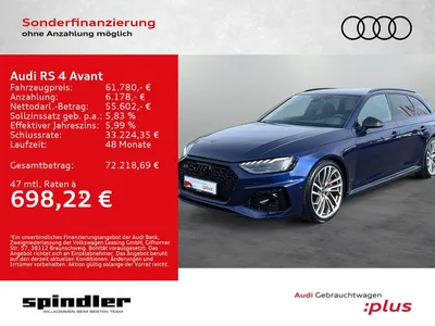 Audi Audi RS 4 Avant TFSI quattro/ Vmax280, Pano, B&O, HuD im Leasing von Null-Leasing