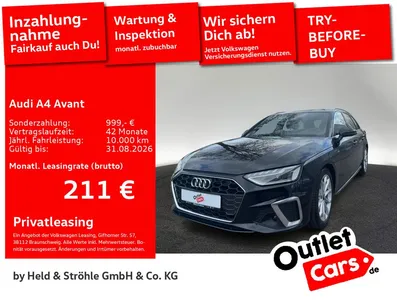 Audi Audi A4 Avant S-Line 40 TDI S tronic 18 AHK LED NAVI+ im Leasing von Null-Leasing