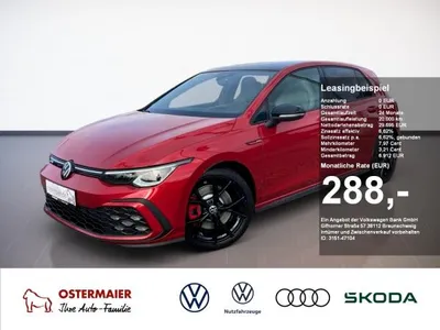VW Volkswagen Golf VIII GTI BLACK 2.0TSI DSG MATRIX.STDHZG.PANO.AHK.KAMERA.HuD.HARMAN.DCC im Leasing von LeasingMarkt.de
