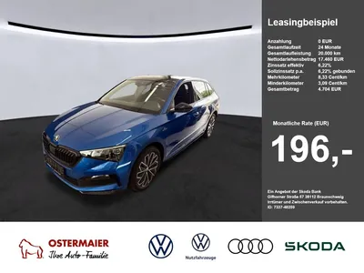 Skoda Skoda Scala Monte Carlo 1.5TSI DSG.LED.NAV+VC.PANO.SHZ im Leasing von Null-Leasing