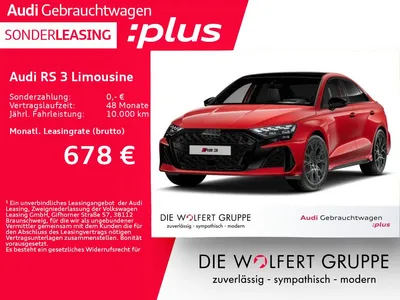 Audi Audi RS 3 Limousine 280KM/H*RS-SPORTAGA*PANO*HUD*RFK im Leasing von Null-Leasing