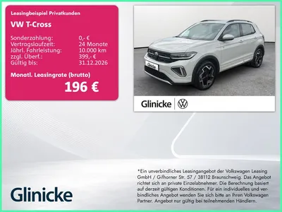 VW Volkswagen T-Cross 1.0 TSI R-Line IQ.Light im Leasing von Null-Leasing