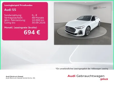 Audi Audi S5 Lim. 3.0 TFSI qu. Matrix B&O Pano HuD 360° im Leasing von Null-Leasing
