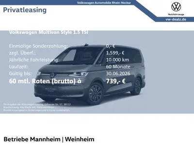VW Volkswagen T7 Multivan Style 1.5 eHybrid 4MOTION DSG AHK im Leasing von LeasingTime