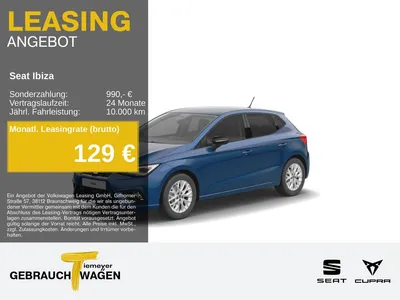 Seat Seat Ibiza 1.0 TSI DSG FR KAMERA NAVI LED ACC im Leasing von Null-Leasing