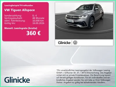 VW Volkswagen Tiguan Allspace 2.0 TDI 4M R-Line AHK Pano Matri im Leasing von Null-Leasing