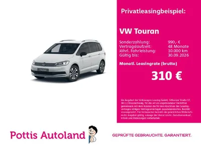 VW Volkswagen Touran 2.0 TDI DSG ENERGY AHK KAMERA NAVI IQ.LIG im Leasing von Null-Leasing