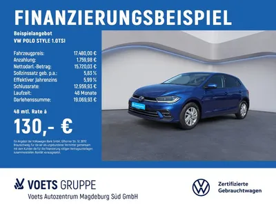 VW Volkswagen POLO STYLE 1.0TSI  IQ-LIGHT+NAVI+ACC+APP-C.+PDC im Leasing von Null-Leasing