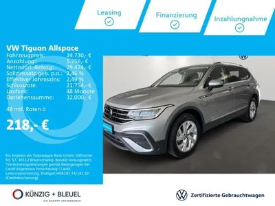 VW Volkswagen Tiguan Allspace Life 1,5 TSI DSG Nav*LED*ACC*AHK*7 Sitz im Auto Abo von LeasingMarkt.de