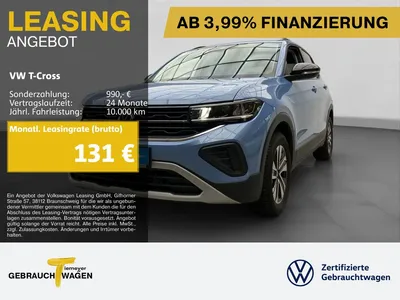 VW Volkswagen T-Cross 1.0 TSI ENERGY LED SITZH PDC+ GJR im Leasing von Null-Leasing