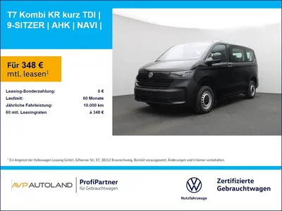 VW Volkswagen T7 Kombi KR kurz TDI | 9-SITZER | AHK | NAVI | im Leasing von Null-Leasing