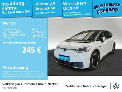 VW Volkswagen ID.3 Pro Performance Max Navi Kamera Pano uvm im Auto Abo von LeasingMarkt.de