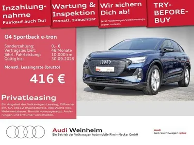 Audi Audi Q4 e-tron Q4 Sportback 45 e-tron quattro Black-Paket S-Line uvm UPE 75.410 EUR im Auto Abo von LeasingMarkt.de