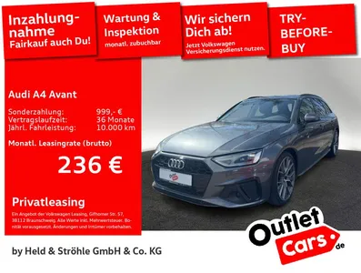 Audi Audi A4 Avant S-Line Black 40 TDI qu 19 ACC AHK STHZ im Leasing von Null-Leasing