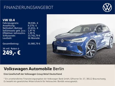 VW Volkswagen ID.4 GTX 4Motion 360° Wärmepumpe ACC Head-Up im Leasing von Null-Leasing