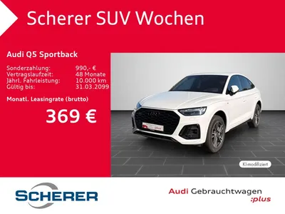 Audi Audi Q5 Sportback S line 50 TDI 360°KAMERA AHK OPTIK- im Leasing von Null-Leasing