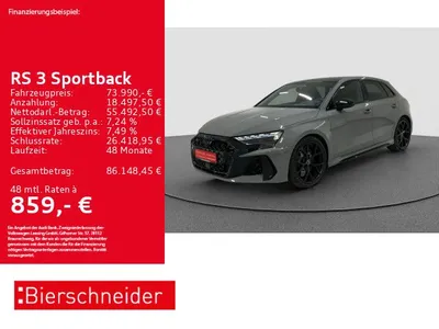 Audi Audi RS3 Sportback 19 V-MAX MATRIX-LED PANO SCHALE 5J im Leasing von Null-Leasing