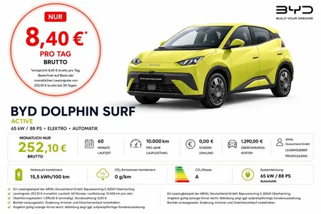 BYD BYD DOLPHIN SURF Active I Navi I ISOFIX I Rückfahrka im Leasing von Null-Leasing