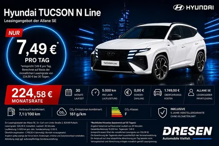 Hyundai Hyundai TUCSON 1.6 N Line I Navi I Automatik I Rückfahrk im Leasing von Null-Leasing