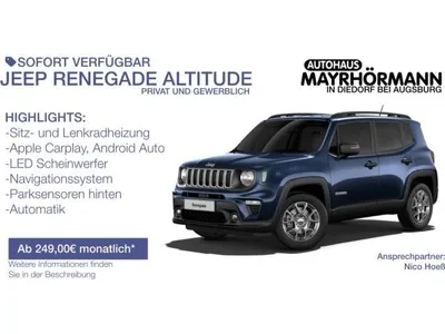 Jeep Jeep Renegade Altitude / Allwetterreifen / Sofort Verfügbar / Sitzheizung / Carplay / Navi im Auto Abo von LeasingMarkt.de