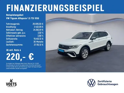 VW Volkswagen Tiguan Allspace 1.5 TSI DSG Life MATRIX-LED+NAVI im Leasing von Null-Leasing