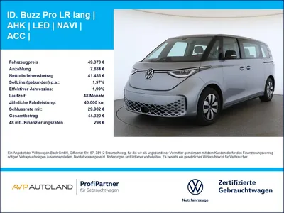 VW Volkswagen ID. Buzz Pro LR lang | AHK | LED | NAVI | ACC | im Leasing von Null-Leasing