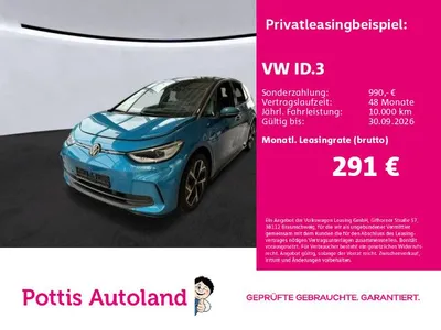 VW Volkswagen ID.3 PRO MOVE NAVI IQ.LIGHT KAMERA SITZHZG im Leasing von Null-Leasing
