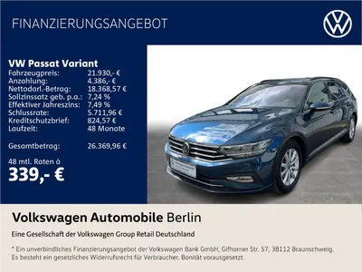 VW Volkswagen Passat Variant 2.0 TDI DSG Business Navi LED SHZ im Leasing von Null-Leasing